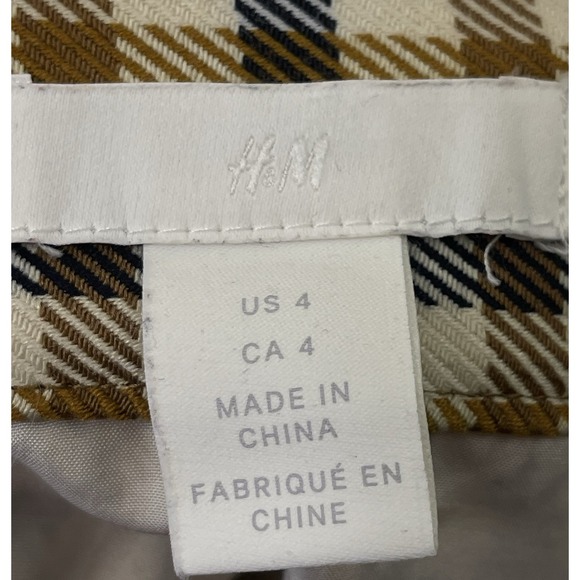 H&M Plaid Button Miniskirt Lined Brown Black Beige Preppy Academia Size 4 - Picture 6 of 7